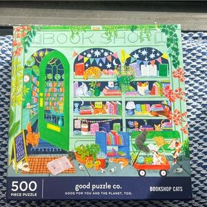 500 piece cat puzzle- good puzzle co by Gallison - Bookshop Cats Puzzle